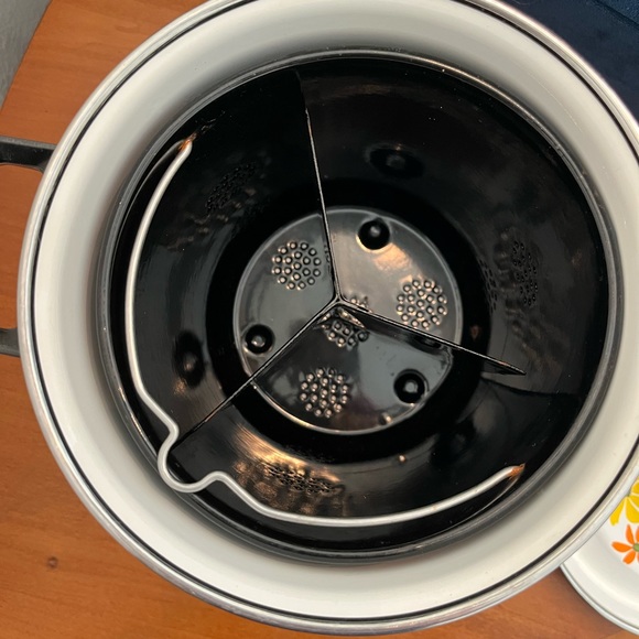 Mid Mod Ekco Country Garden Porcelain Clad Stockpot/Steamer - Picture 5 of 11